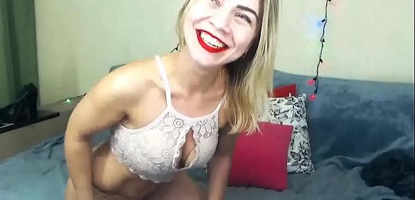  Busty blonde slut stipping on webcam